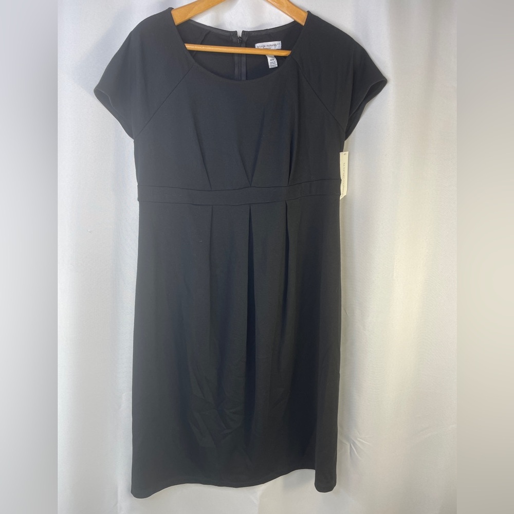 NEW Liz Lange Maternity Cap Sleeve Empire Waist Black Dress Size Medium